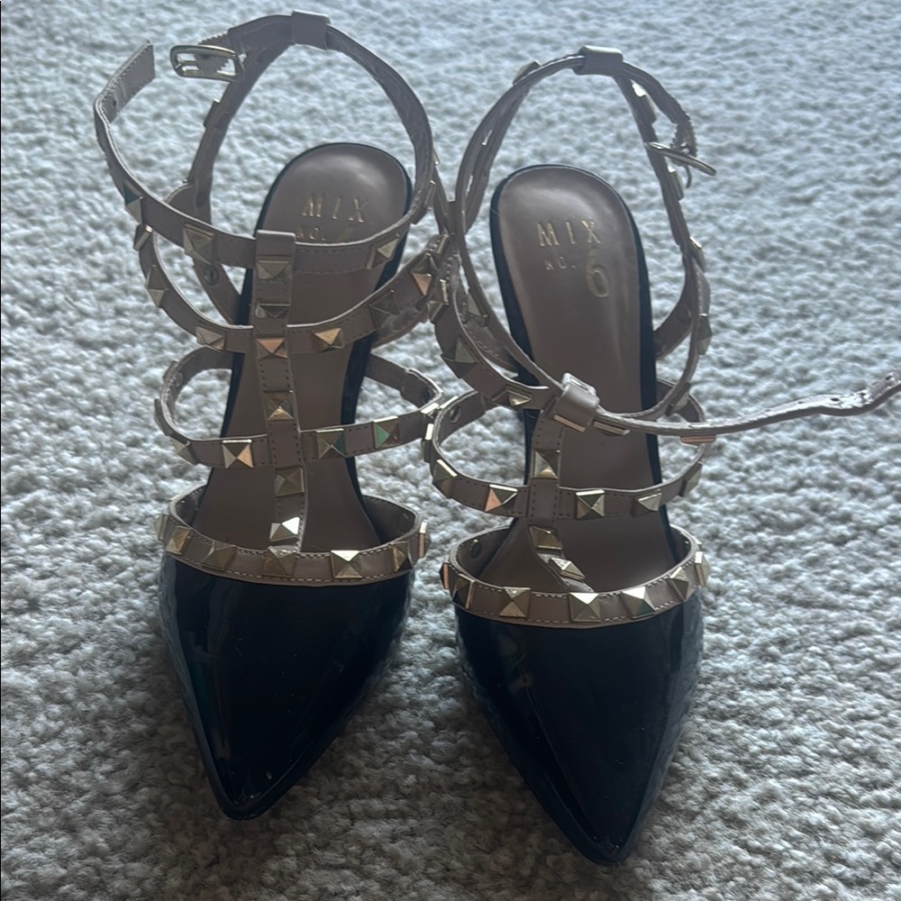 MIx6 Black Studded Women's Heels